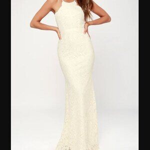 NWT Lulus Zenith Cream Lace Maxi Dress